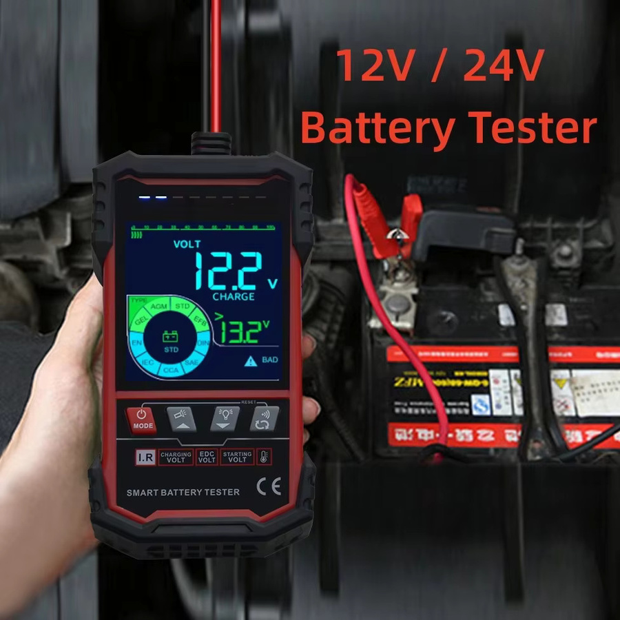 TOOLTOP ET2202 ET2201 Autobatterietester für 12V und 24V mit Batterielast, Spannungsprüfung und interner Widerstandserkennung in Schwarz - Bild 2