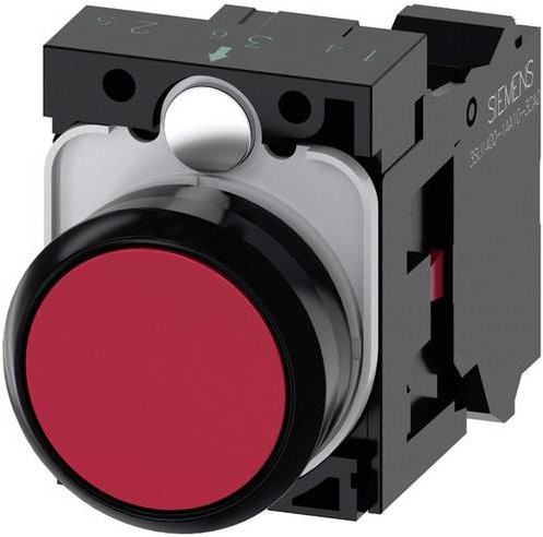 Siemens Drucktaster 3SU1100-0AB20-3CA0 mit rundem Kunststoff-Frontring in Schwarz und Rot - Bild 1