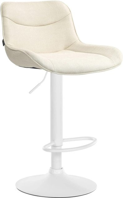 DELUKE Barhocker RAGAD höhenverstellbarer Barstuhl mit Lehne, drehbar, Stoff Creme Weiß, B/T/H: 49 x 51 x 85 cm - Bild 1
