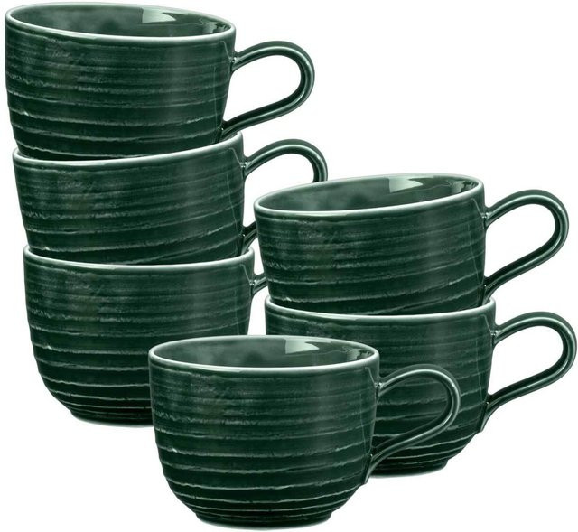 Seltmann Weiden Terra Kaffeetassen Moosgrün 6er Set mit 260 ml pro Tasse - Bild 1