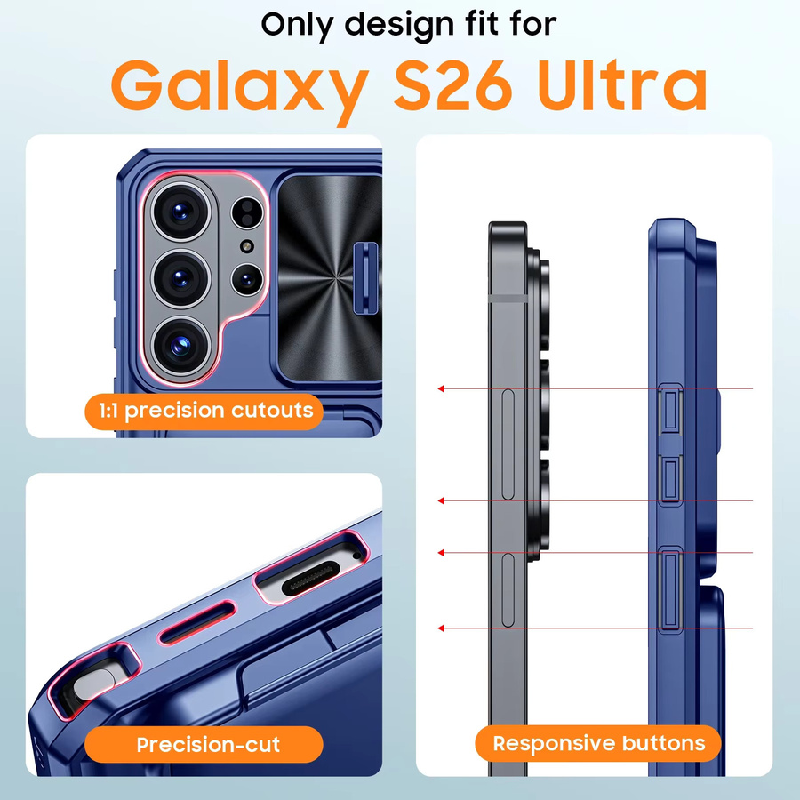 Stoßfeste TPU Handyhülle mit Kamerahalter für Samsung Galaxy S26 Ultra von BANGZAO in Blau - Bild 2