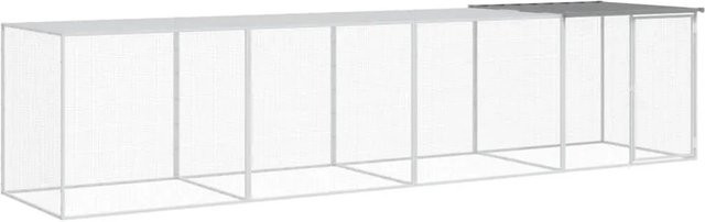 vidaXL Hühnerkäfig mit Dach aus verzinktem Stahl, Hellgrau, B: 403 cm, T: 98 cm, H: 90 cm - Bild 1