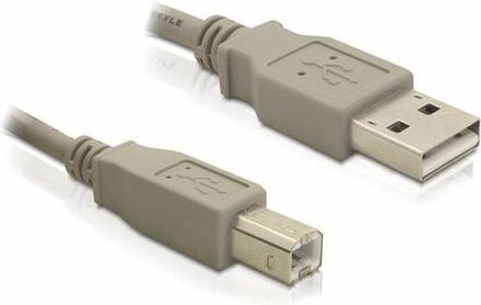 Delock USB 2.0 Kabel mit USB-A und USB-B Stecker, Grau, Länge: 1,80 m - Bild 1
