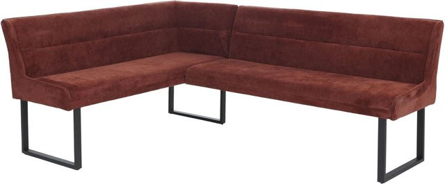 MCW Eckbank O81 Esszimmerbank aus Metall und Öko-Tex Chenille Stoff in Rot, B/T/H: 159 x 210 cm - Bild 1