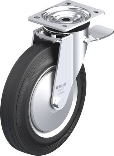 Blickle Lenkrolle L-V 252R-3-ST-FA mit Feststeller in Schwarz und Silber, Rad-Durchmesser: 25 cm, Tragfähigkeit: 295 kg - Bild 1