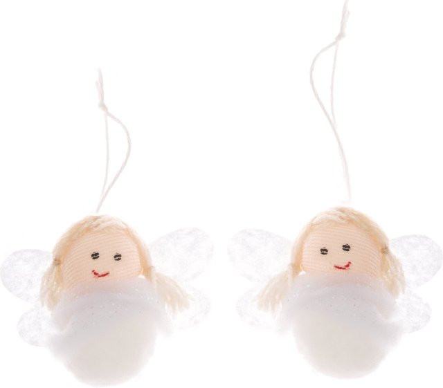 Rico Design Weihnachtsengel Hänger aus weißen Pompons, 2 Stück, Größe: 40 x 50 mm - Bild 1