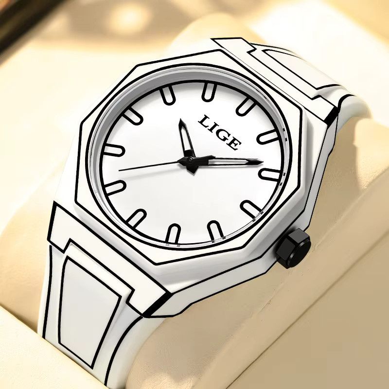LIGE Armbanduhr Quarz, Silikon, Schwarz, Herren - Bild 2