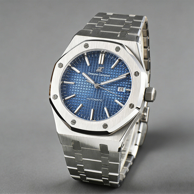 Dwayne Campbell Herrenuhr, Automatik, Edelstahl, 42 mm, Blau, Silber - Bild 1