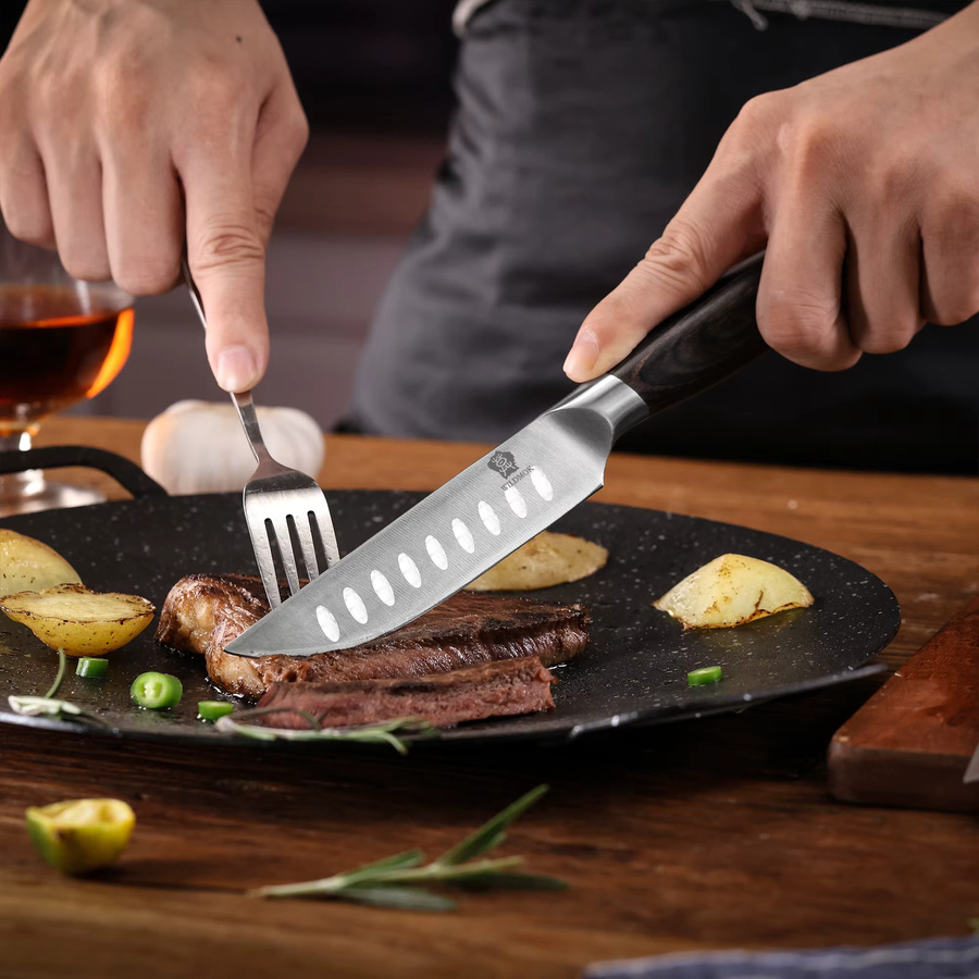 WILDMOK 4-teiliges Premium Steakmesser-Set aus deutschem Edelstahl mit ergonomischem Pakkaholz-Griff, 5 Zoll - Bild 5