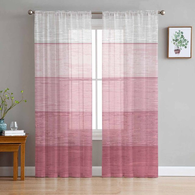 Transparente Tüll-Vorhänge von Household supplies MH in Rosa mit gestreiftem Farbverlauf, Breite: 135 cm, Höhe: 160 cm - Bild 1
