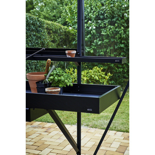 Juliana Gewächshaus Aluminiumtisch mit 3 Sektionen und Schublade Schwarz Matt B/T/H: 156 x 52 x 10 cm - Bild 4