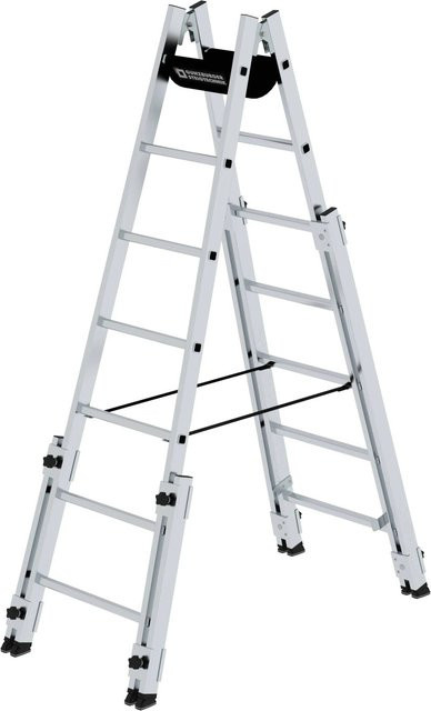 PROREGAL Sprossen-Stehleiter Treppengängig mit 2 x 7 Sprossen in Silber - Bild 1