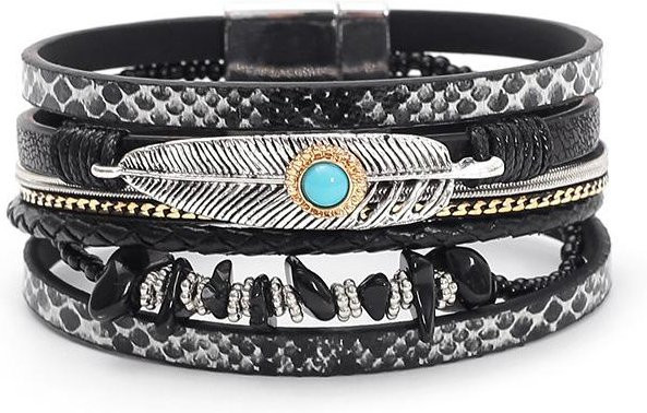 Damenarmband Kiesfederleder, schwarz - Bild 1
