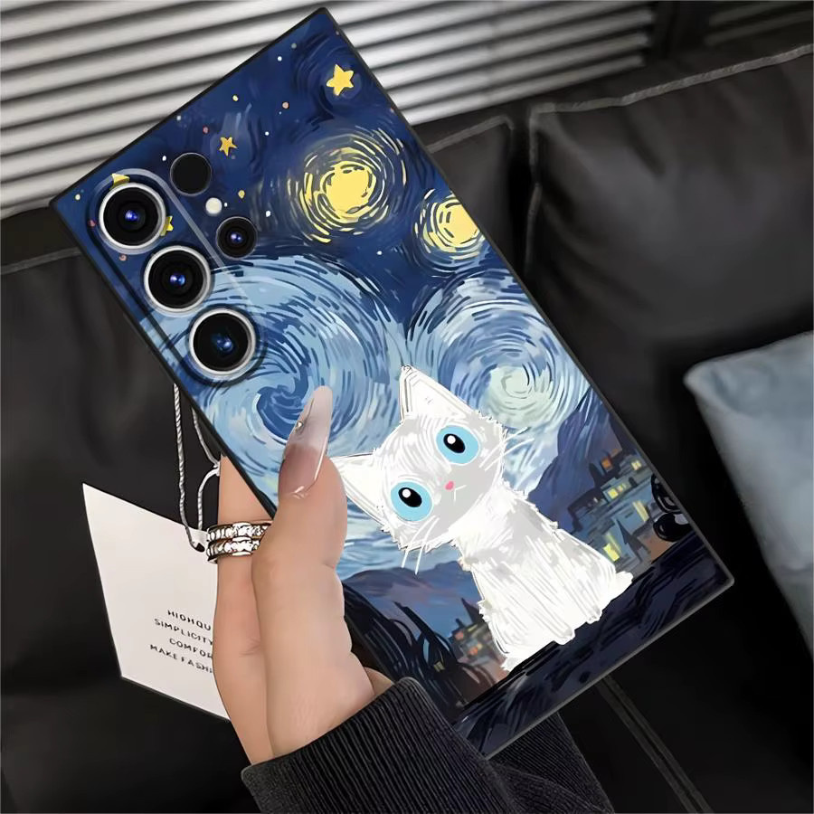 Weiche Handyhülle mit Katzen-Kunst-Design für Samsung Galaxy S20 S21 S23 S24 S25 S26 Ultra und weitere Modelle, Multicolour - Bild 3