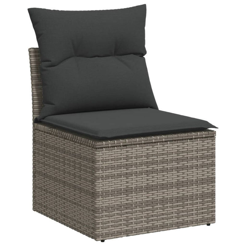 Vidaxl Gartenmöbel-Set aus Polyrattan mit Kissen, 9-teilig, Grau, Modernes Design - Bild 2