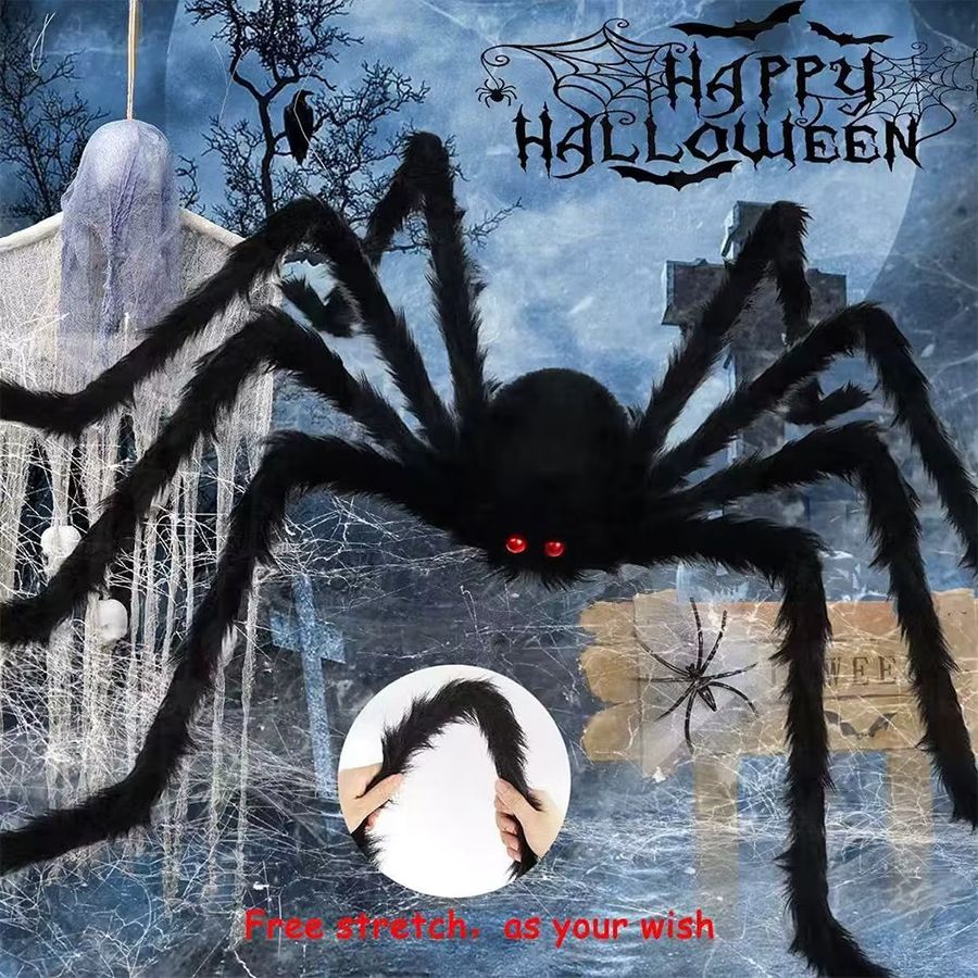 Runtowo Halloween-Spinne als Party-Dekoration in Schwarz, Höhe: 150 cm - Bild 3