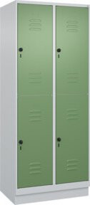 C+P Doppelstock-Spind Classic PLUS mit Sockel, 2 Abteile, Farbe Resedagrün (RAL 6011) und Grau, B/T/H: 80 x 50 x 195 cm - Bild 1