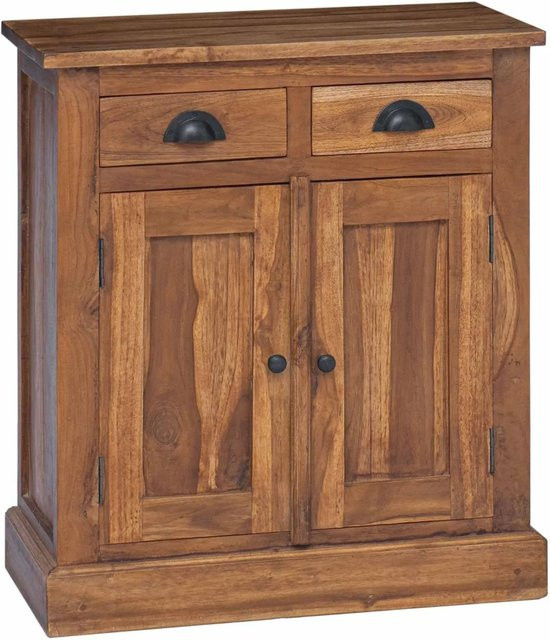 vidaXL Aufbewahrungsschrank aus Massivholz Teak in Natur, B/T/H: 65 x 30 x 75 cm - Bild 1
