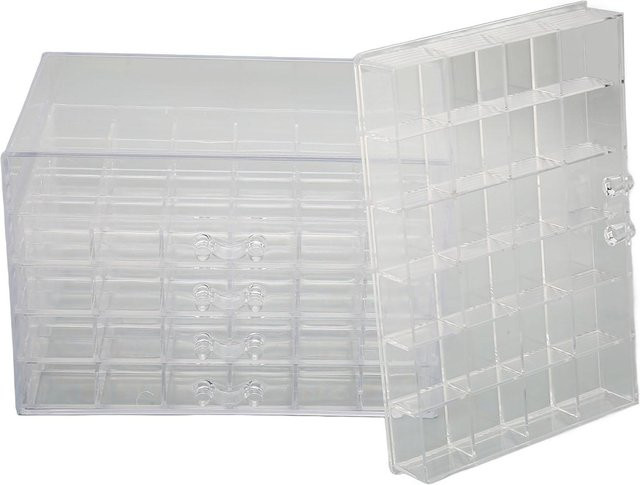 TOMTOP JMS Schmuckaufbewahrungsbox aus Acryl mit 120 Fächern und 5 abnehmbaren Schubladen, transparent - Bild 1