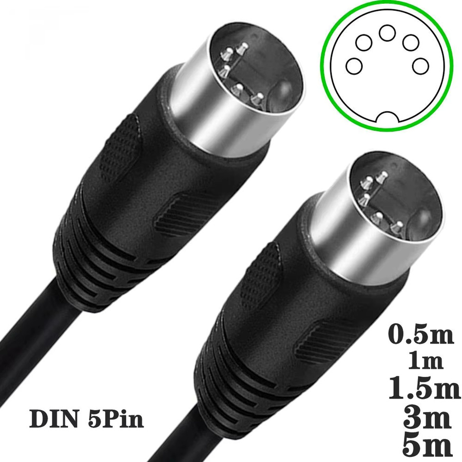 BSN MIDI DIN 5-Pin Stecker auf Stecker Audio Verlängerungskabel in Schwarz - Bild 2