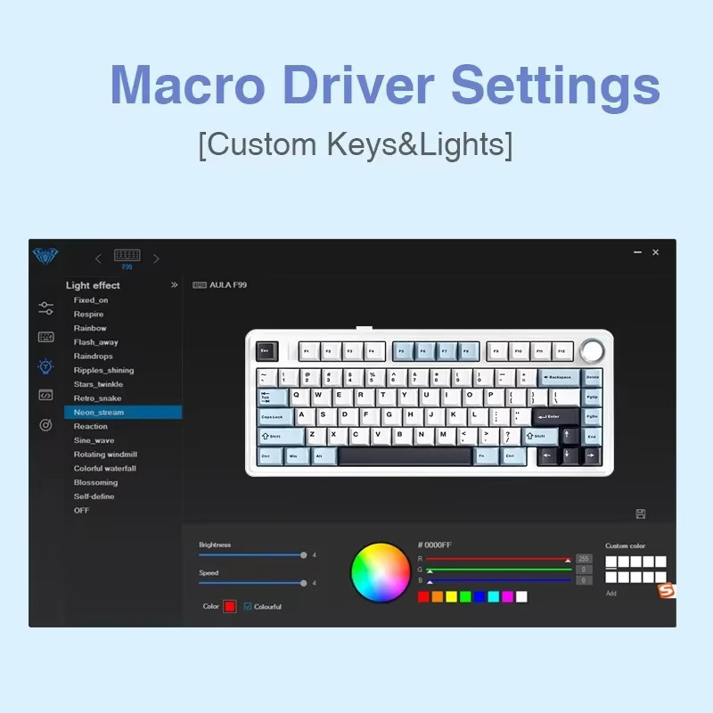 AULA F75 Gaming-Mechanische Tastatur mit RGB, 75% Layout, Gasket-Struktur und OEM-Profil in Grün, kabellos via Bluetooth oder 2,4G sowie kabelgebunden für PC - Bild 4