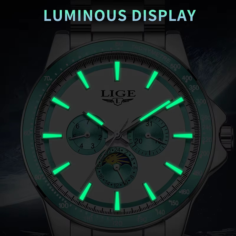 LIGE Armbanduhr Quarz, Edelstahl, Silber, Herren - Bild 5