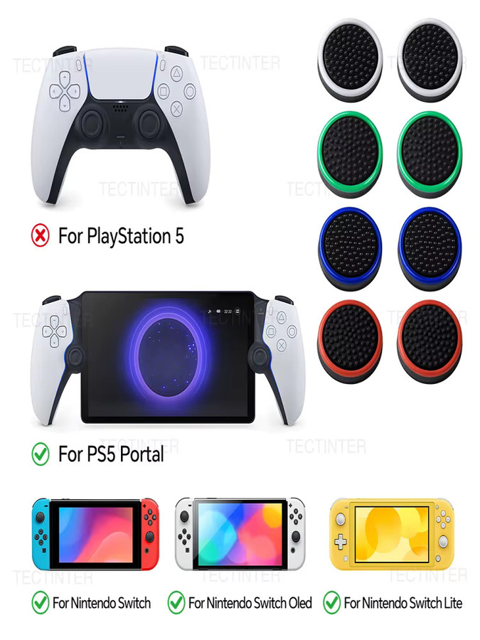 TECTINTER Rocker-Kappen für Nintendo Switch, OLED, PlayStation PS5 Portal, Steam Deck und ROG Ally, Daumengriffe in Schwarz - Bild 5