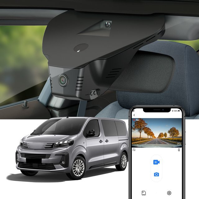 Fitcamx 4K Dashcam für Peugeot Traveller/e-Traveller 2025-2026 und Citroen SpaceTourer 2025-2026, OEM Fahrtenschreiber in Schwarz, 4K UHD - Bild 1