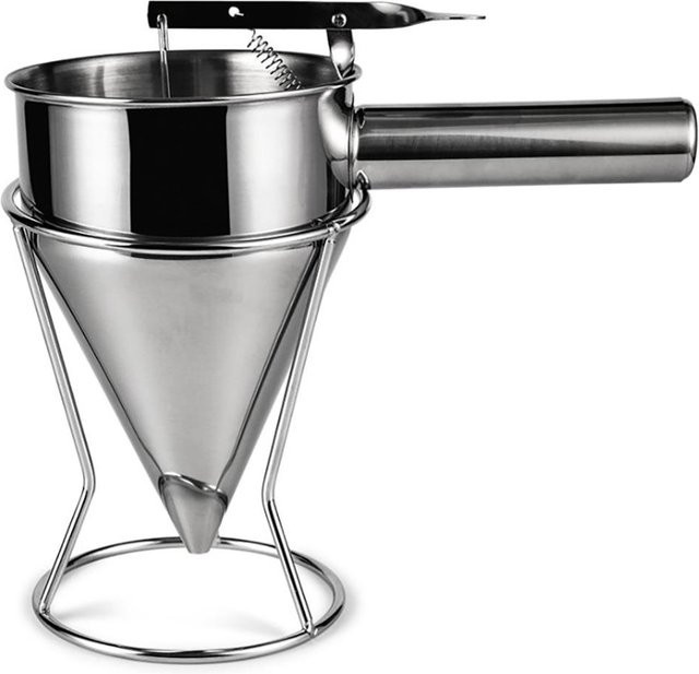 TOMTOP JMS Edelstahl-Kolbentrichter mit Ständer in Silber, runder Teigspender und Saucen-Dosiergerät für deine Küche - Bild 1