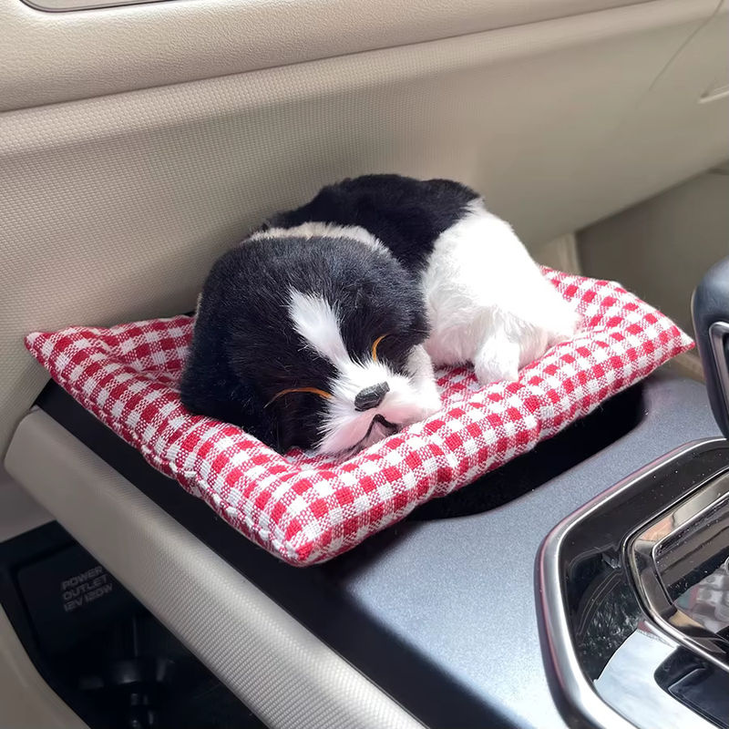 Flauschiger Plüsch-Hund als simuliertes Haustier in Weiß zur Dekoration für Auto, Schrank oder Bücherregal - Bild 3