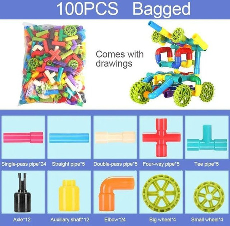Yiran bag Rohrbausteine Spielzeug Montage Kunststoff ab 4-6 Jahren