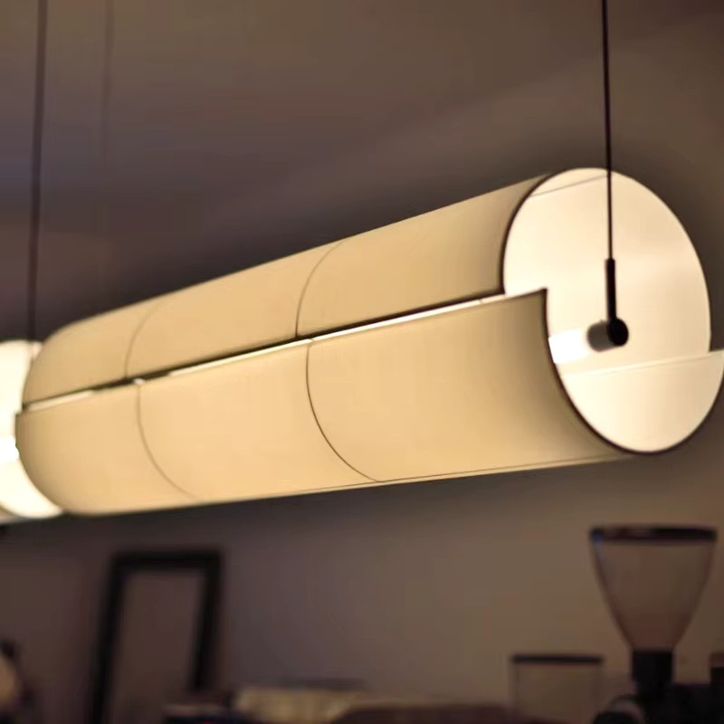 HomeLover LED-Hängelampe im japanischen Wabi-Sabi-Stil, minimalistischer Stoff-Kronleuchter in Weiß für Wohnzimmer, Esszimmer oder Büro - Bild 3