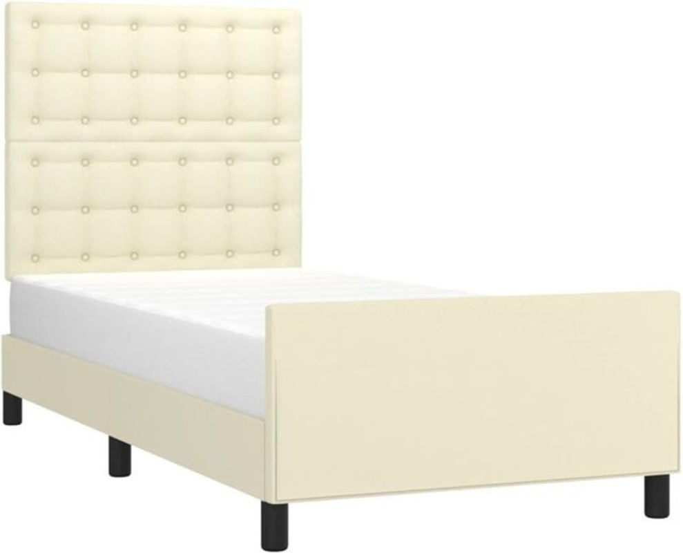 Polsterbett vidaxl mit Kopfteil in Beige aus Kunstleder und Holzwerkstoff, B/T/H: 90 x 200 x 118 cm - Bild 1