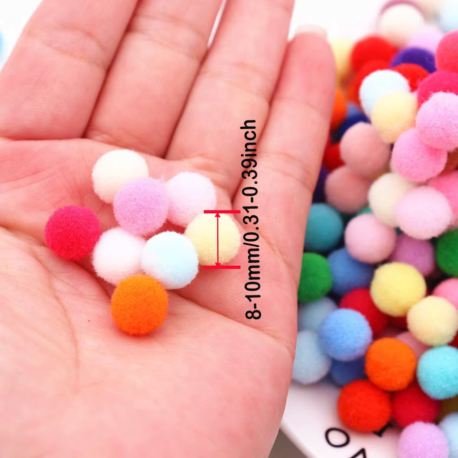 300 Stück flauschige Bommelbälle zum Basteln und Nähen, 10 mm Durchmesser, Multicolor und Gelb - Bild 2