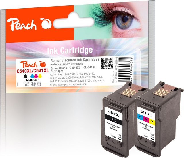 Peach Druckkopf-Set für Canon PG-540XLBK und CL-541XLC, Schwarz und Farbe, wiederaufbereitet - Bild 1