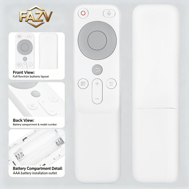 AZV Sprachfernbedienung in Weiß für JMGO Projektoren (O2, O2 Ultra, P1, P2, P3, P3S, P5, Y1, D1, C1, O1, O1 Pro, O1S, X5, J7A-5D0, JP0-5Y1) - Bild 1