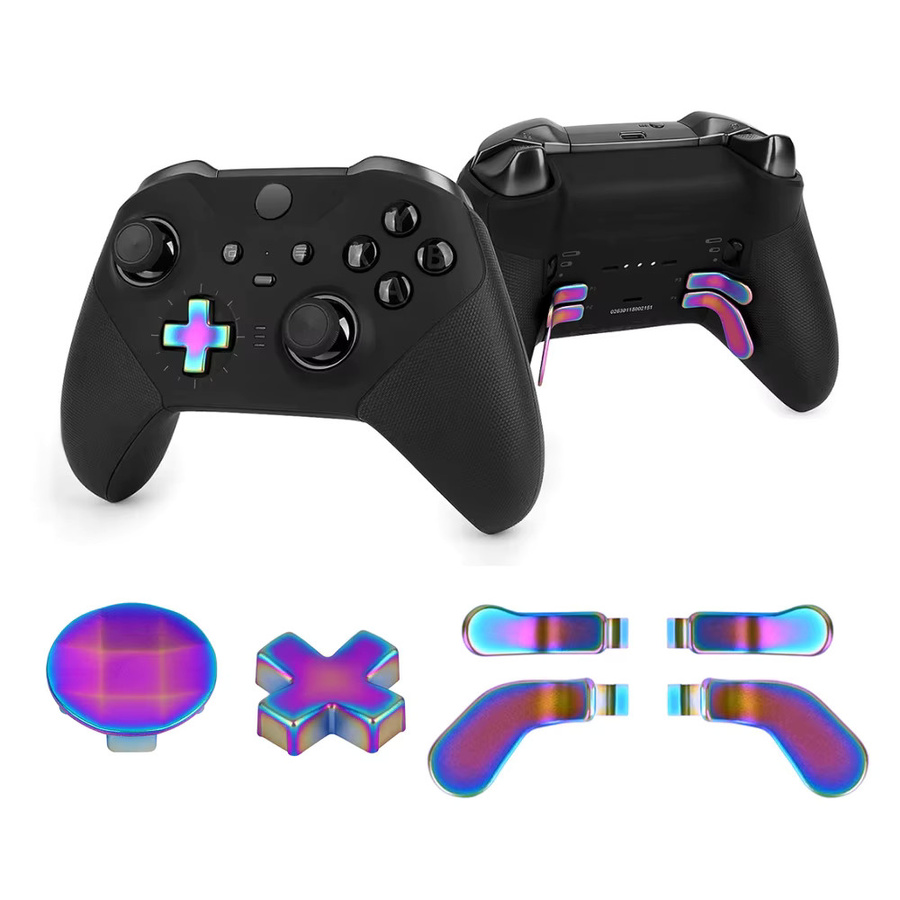 ZHOUCHEN 6-in-1 Ersatz-Thumbsticks und D-Pad Set für Xbox One Elite Series 2 Controller mit Metall-Paddelknöpfen und Auslöseknöpfen in Blau und Multicolour - Bild 2