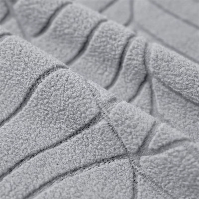 WANERQU Sitzbankhülle für Wohnmobile mit Blätter-Jacquard-Muster in Grau, elastische Stretch-Bezüge für Camper-Sitzbänke - Bild 4
