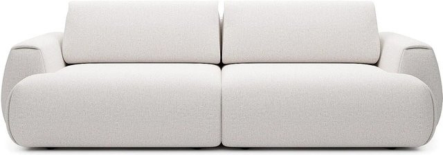 Vente-unique Schlafsofa Monelia in Off White Weiß aus Chenille-Stoff mit Auszugschublade, Breite: 260 cm - Bild 1