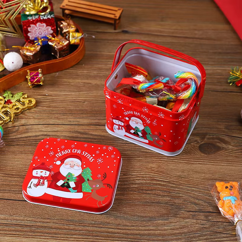 Rote Weihnachtsgeschenkbox aus Metall für Kekse, Süßigkeiten und Schokolade - Bild 2