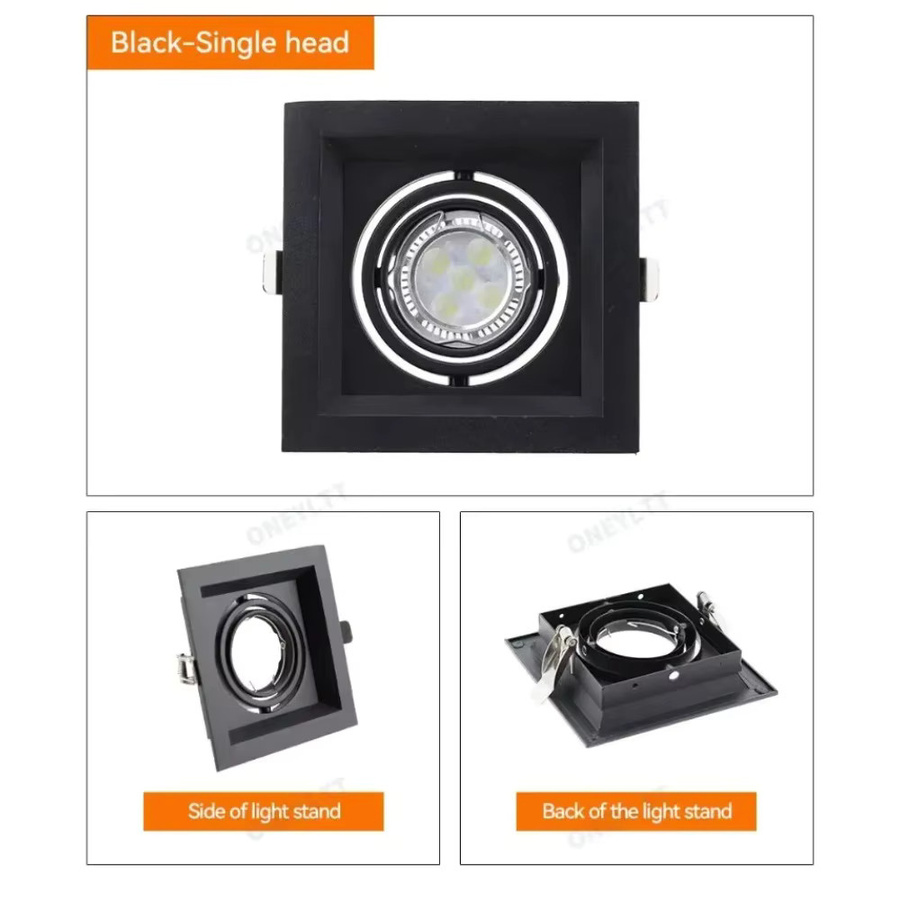 JOYINLED Einbau-Spot Quadratisch aus Bambus, Verstellbare Deckenleuchte in Schwarz für GU10/MR16 LED und Halogen - Bild 3