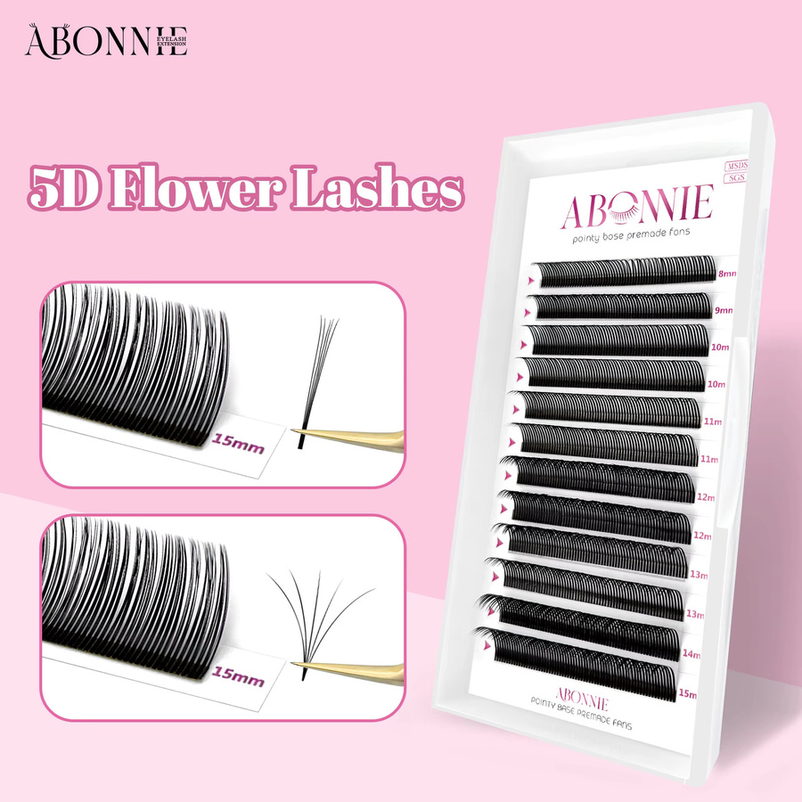 ABONNIE Künstliche Wimpern 5D Blumen Spikes, Schwarz Braun, Unisex - Bild 2