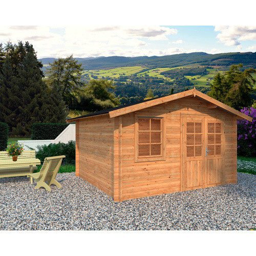 PALMAKO Blockbohlenhaus Klara in Braun mit Fenster und Giebeldach, B/H/T: 424 x 245 x 350 cm - Bild 2