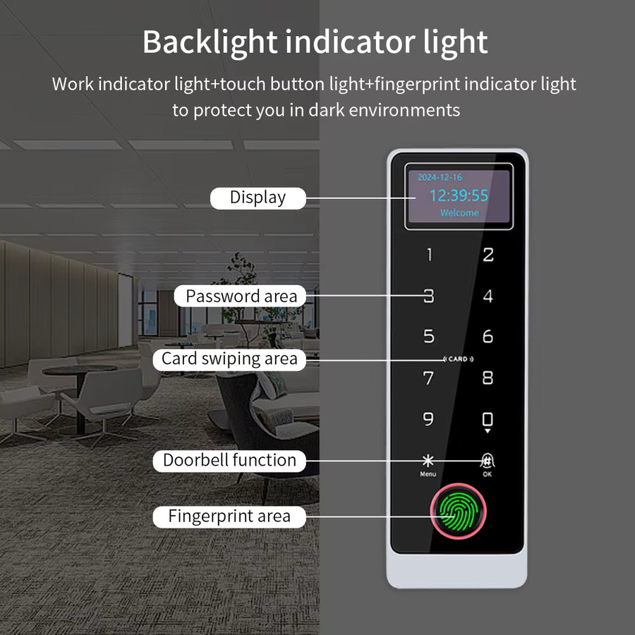 LUCKING DOOR WLAN Türschloss-Controller mit LCD-Bildschirm und Tuya App Unterstützung, IP67 Wasserdicht, Zugangskontrolle via Fingerabdruck, IC-Karte, NFC und Fernbedienung - Bild 3