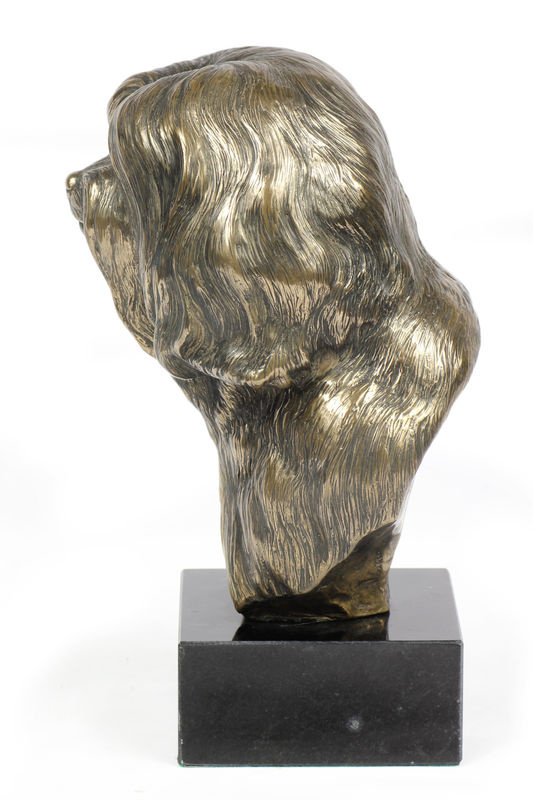 Art-Dog Hundestatue Tibet Terrier Tsang Apso Dokhi Apso als Skulptur auf Steinsockel in Braun - Bild 6