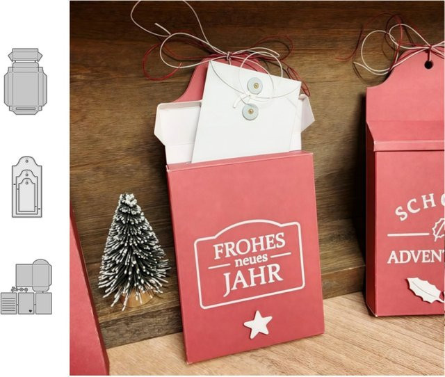 Metall-Stanzformen für DIY Scrapbooking und Kartenherstellung mit Briefkasten, Basislabel und rechteckigem Umschlag zur Prägung und Basteldekoration - Bild 1
