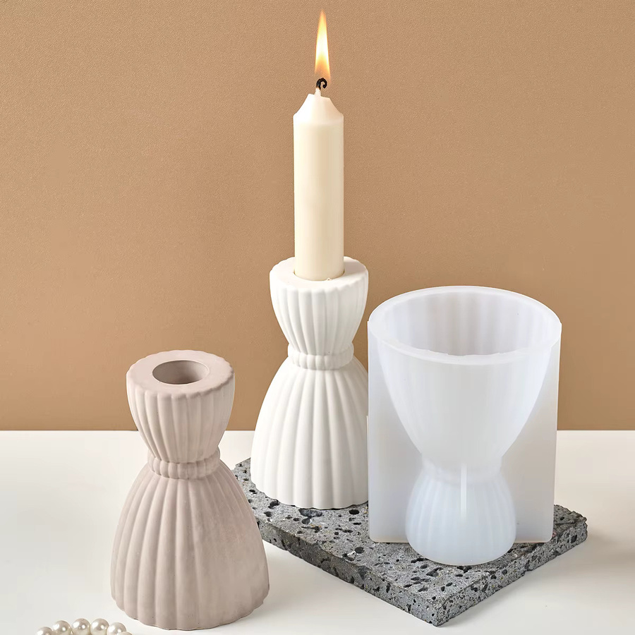 UDOCOOL Silikonform Nordic Streifen für DIY Kerzenhalter aus Gips Beton oder Harz - Bild 2