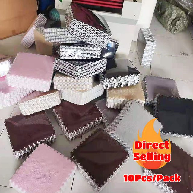 10 Stück ineinandergreifende Puzzle-Fußmatten von DHDH in Weiß, flauschiger Faux Fur Teppich im geometrischen Quadrat-Design, B/T/H: 30 x 30 x 1 cm - Bild 1