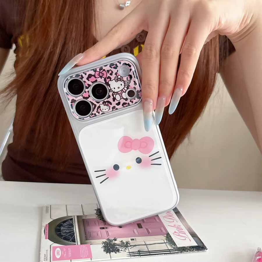Sanrio Handyhülle mit rosa Leopardenmuster für iPhone 14 15 16 17 Pro Max in Pink und Weiß - Bild 3