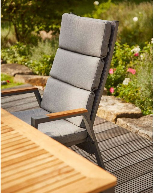 Siena Garden Savona Sessel in Matt Graphit mit verstellbarer Rückenlehne und Polstern, Aluminium und Teak, B/T/H: 74 x 60 x 110 cm - Bild 1